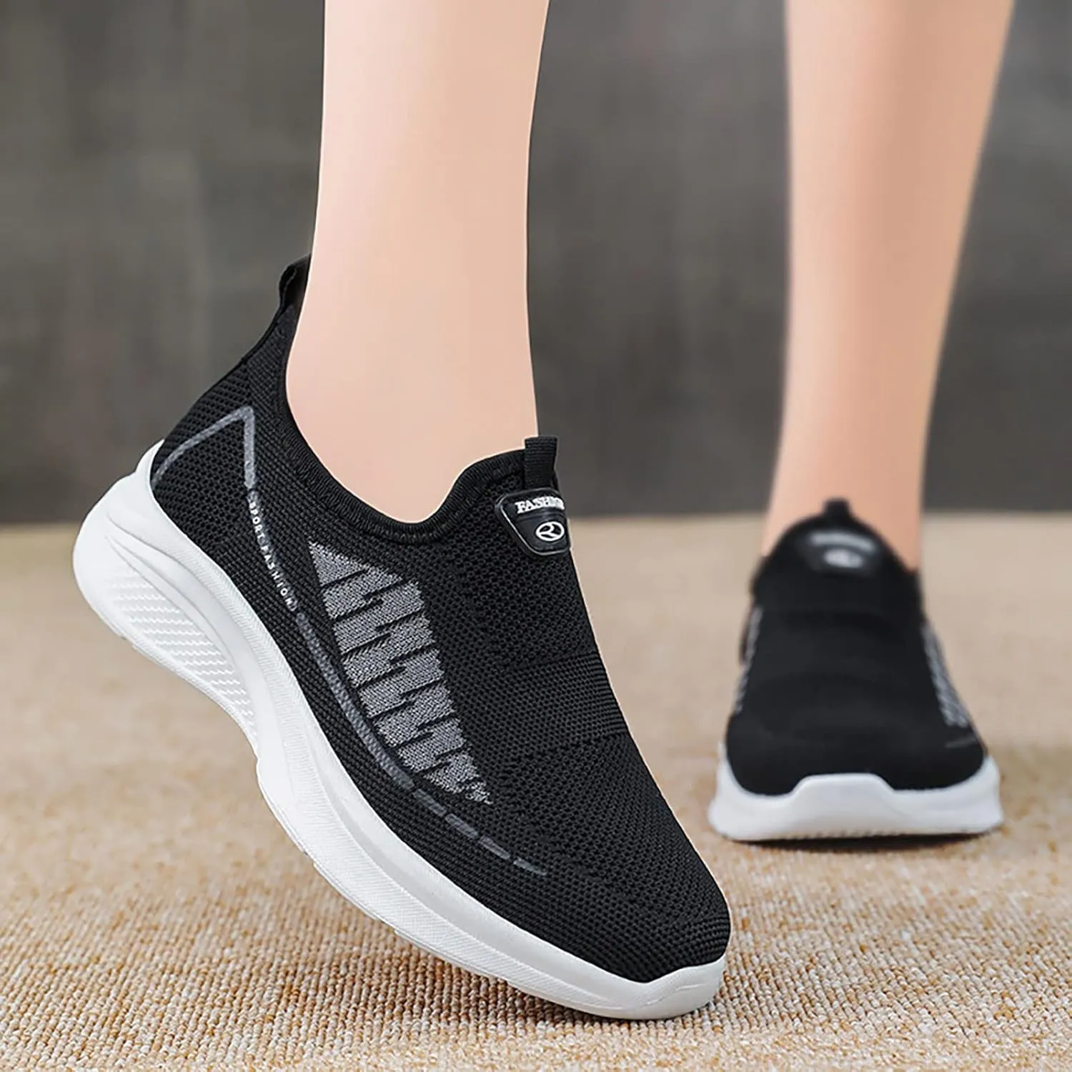 Walking Shoes Women Wide 9.5 Non Slip Arch Support Black Work Shoes for Women White Chunky Tennis Shoes Women Platform Slip On Shoes Women Dressy with Wedge Tenis para Mujeres OrtopéDicos