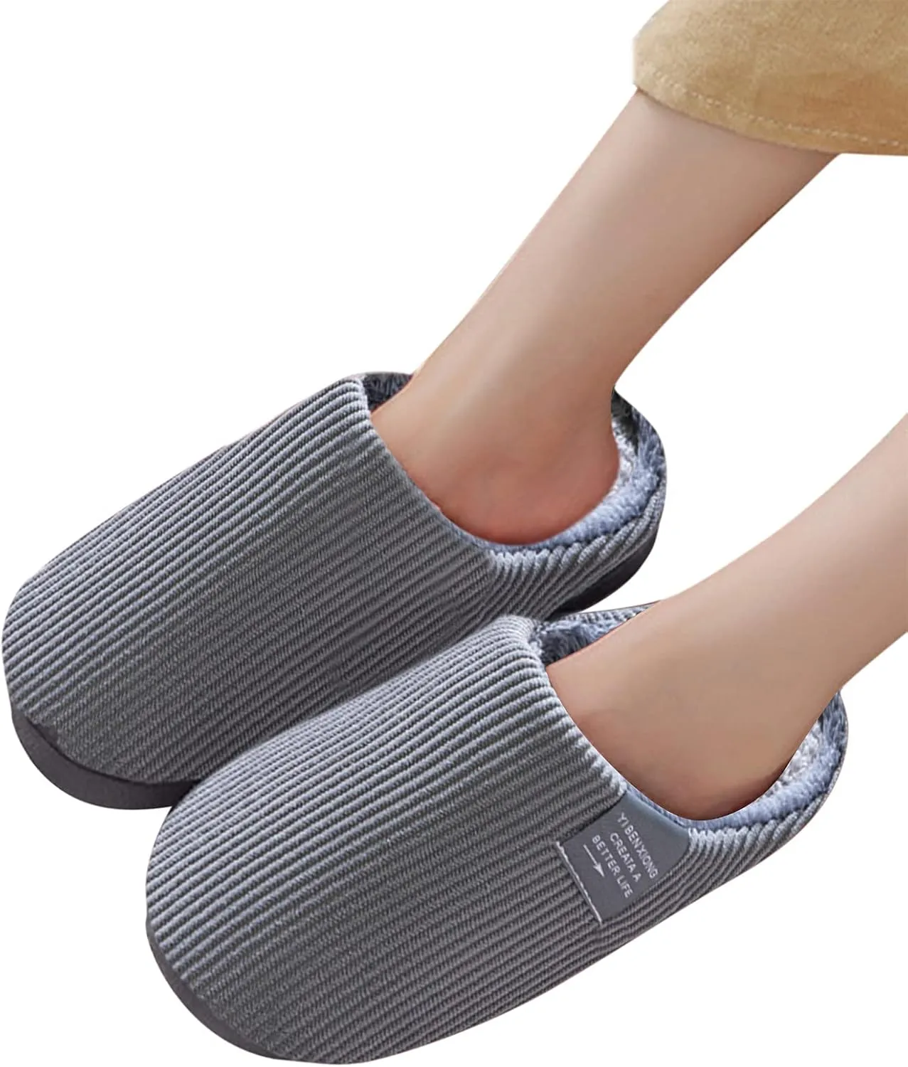 Warm Fuzzy Slippers for Women Indoor Mens For Men House Warm Slip Soft Plush Flop Slippers Flip On Shoes Slippers Men's Slipper Winter House Shoes