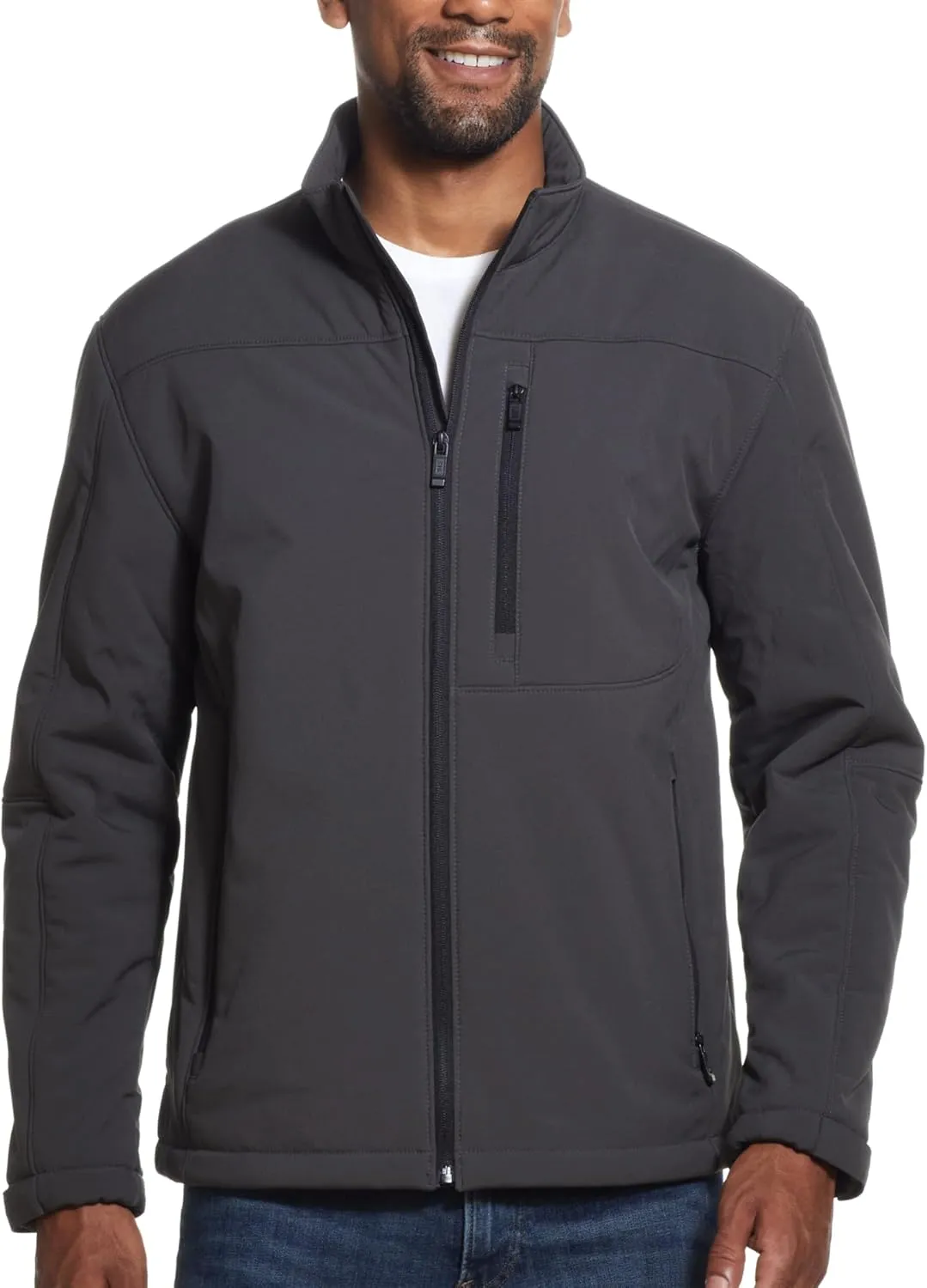 Weatherproof Midweight Soft Shell Jackets for Men - Mens Water Resistant Windbreaker with Stand Collar (S-3XL)