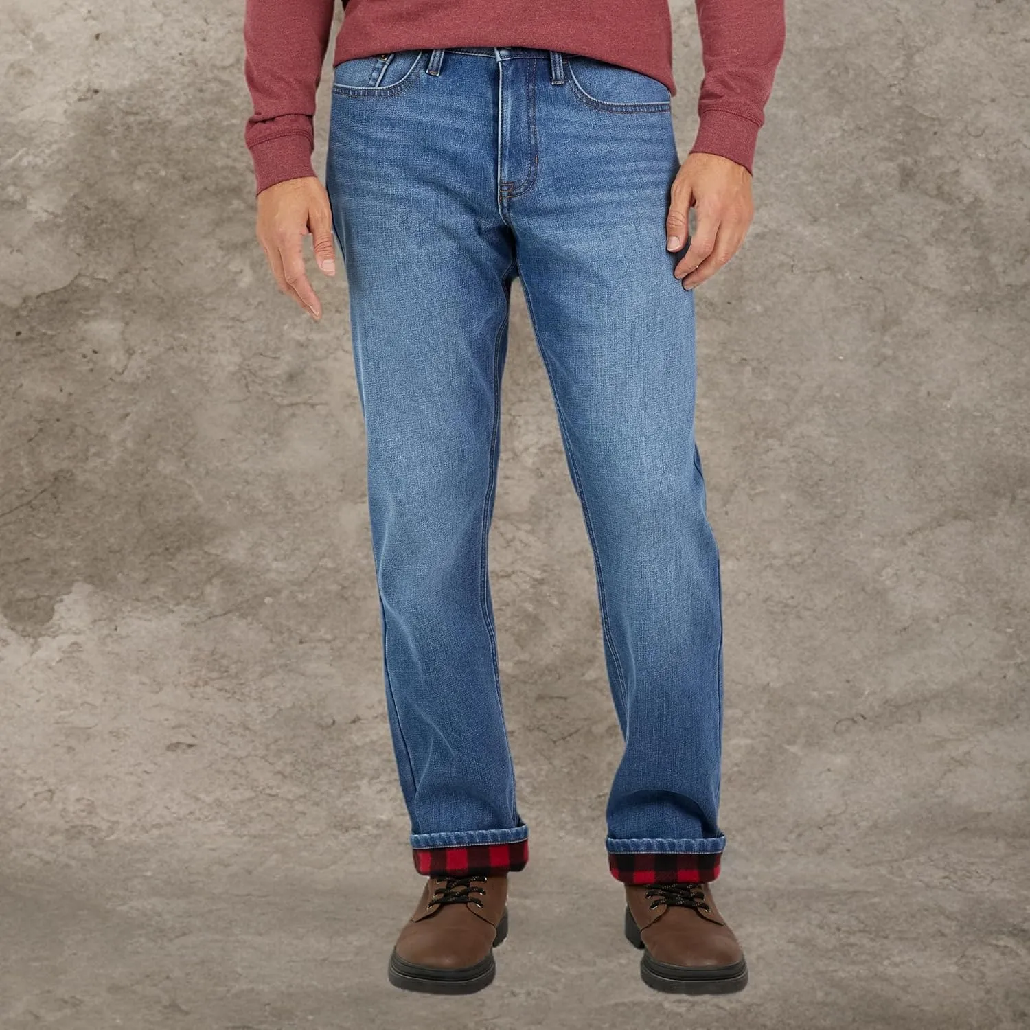Weatherproof Vintage Fleece Lined Mens Jeans - Regular Fit Mens Fleece Lined Jeans - Men's Insulated Flannel Jeans Pants