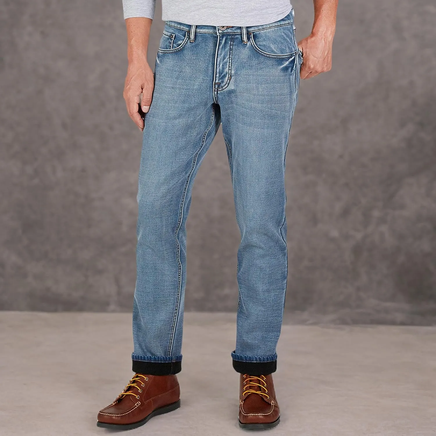 Weatherproof Vintage Fleece Lined Mens Jeans - Regular Fit Mens Fleece Lined Jeans - Men's Insulated Flannel Jeans Pants