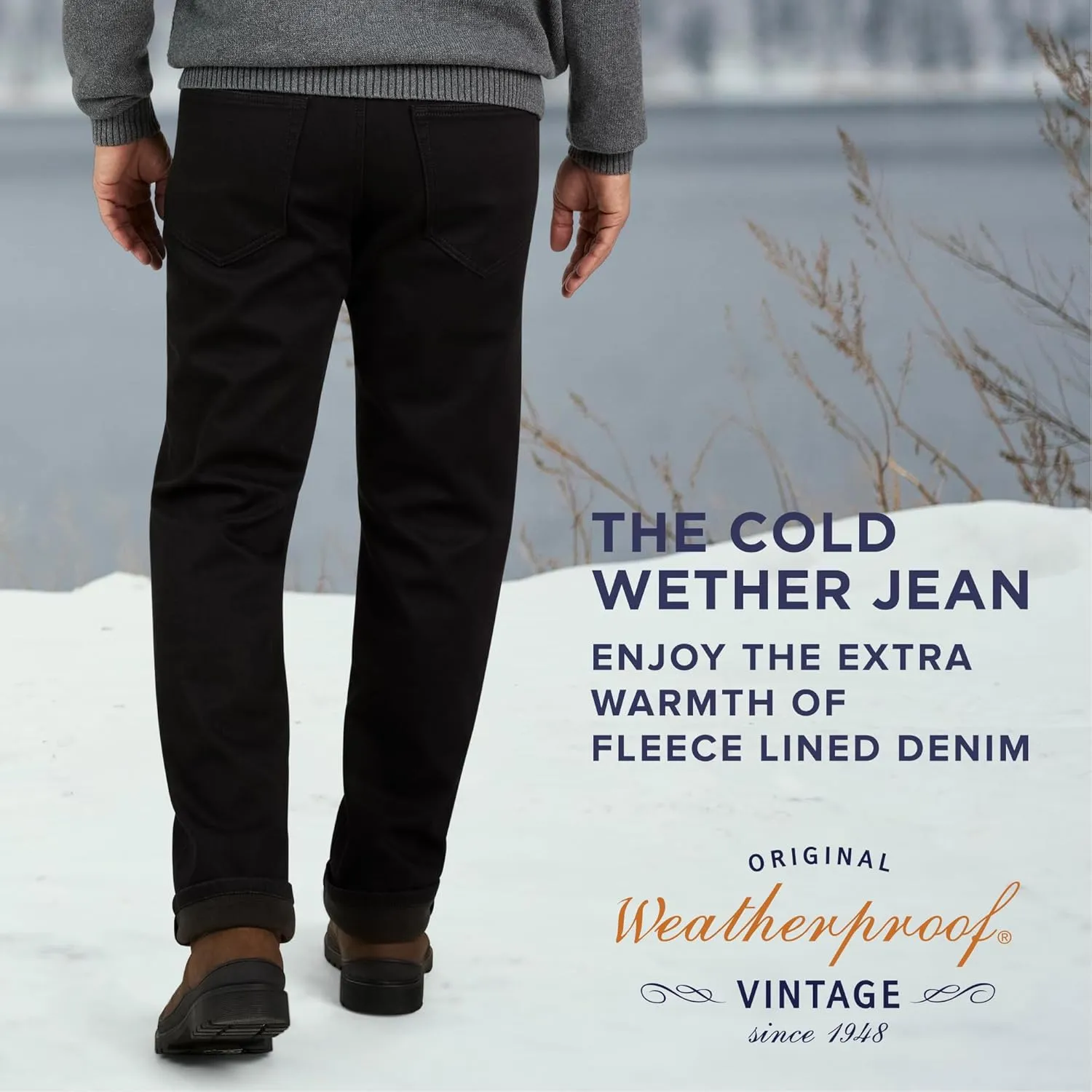 Weatherproof Vintage Fleece Lined Mens Jeans - Regular Fit Mens Fleece Lined Jeans - Men's Insulated Flannel Jeans Pants