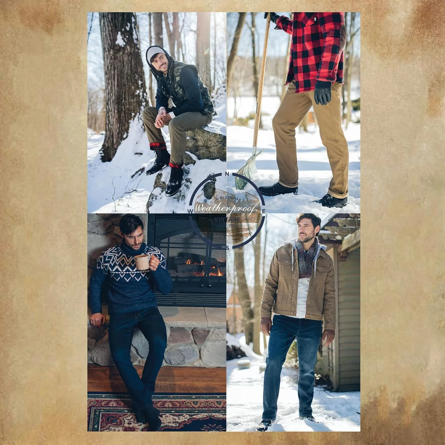 Weatherproof Vintage Fleece Lined Mens Jeans - Regular Fit Mens Fleece Lined Jeans - Men's Insulated Flannel Jeans Pants