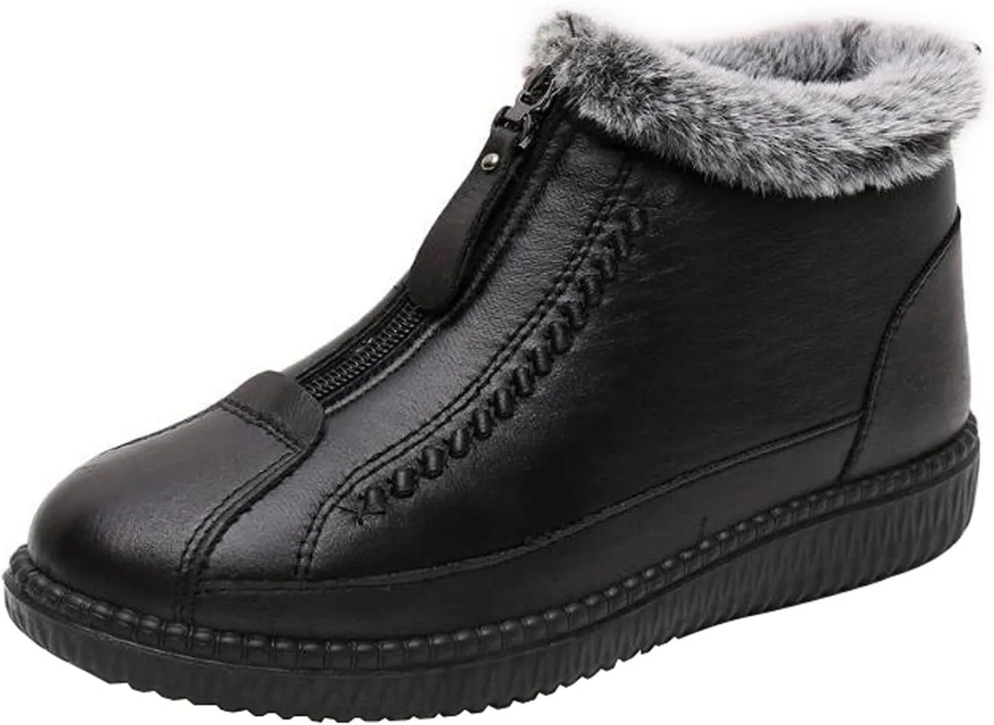 Winter Snow Boots for Women 2022 Fashion Round Toe Soft Sole Plus Velvet Warm Slip on Ankle Booties Comfortable Casual Zipper Non-slip Shoes