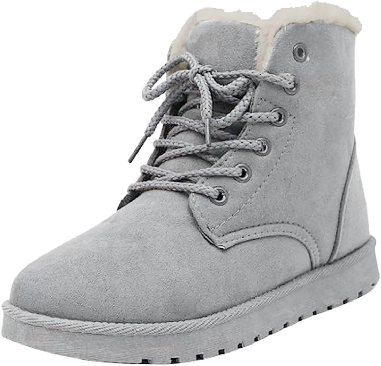 Women Snow Ankle Boots Plush Lined Mid Calf Boots For Women Soft Sole Flat Shoes Lace Up Hiking Boots Women