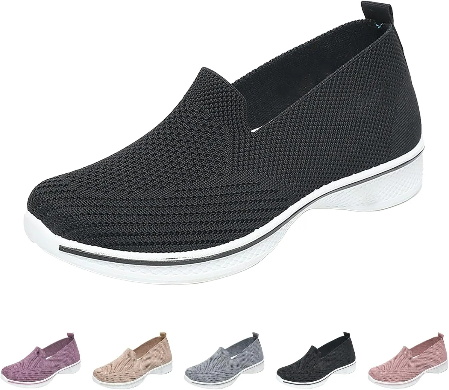 Womens Orthopedic Shoes Slip On Women's Sneakers Loafers Solid Color Lightweight Cute Round Toe Running Shoes Loafers for Women Casual Outdoor Walking Shoe