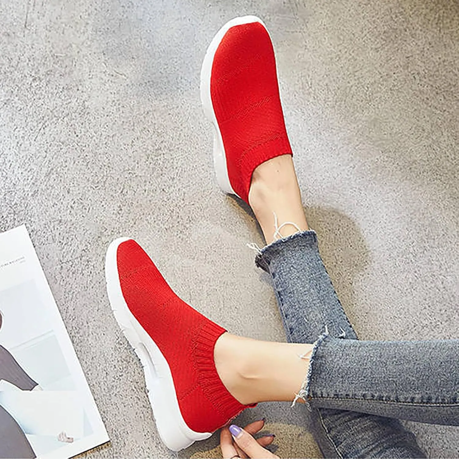 Women’s Slip-On Shoes Casual Lace-Free Walking Loafers Mens Running Shoes Wide Feet Men's Casual Dress Shoes Black Platform Sneaker Brown Tennis Shoe Casual Loafers