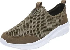 Womens Slip On Walking Shoes Lightweight Breathable Non Slip Mens Casual Shoes Mesh Men Shoes Casual Women's Fashion Sneakers Brown Tennis Shoe Loafers Casual Slip On