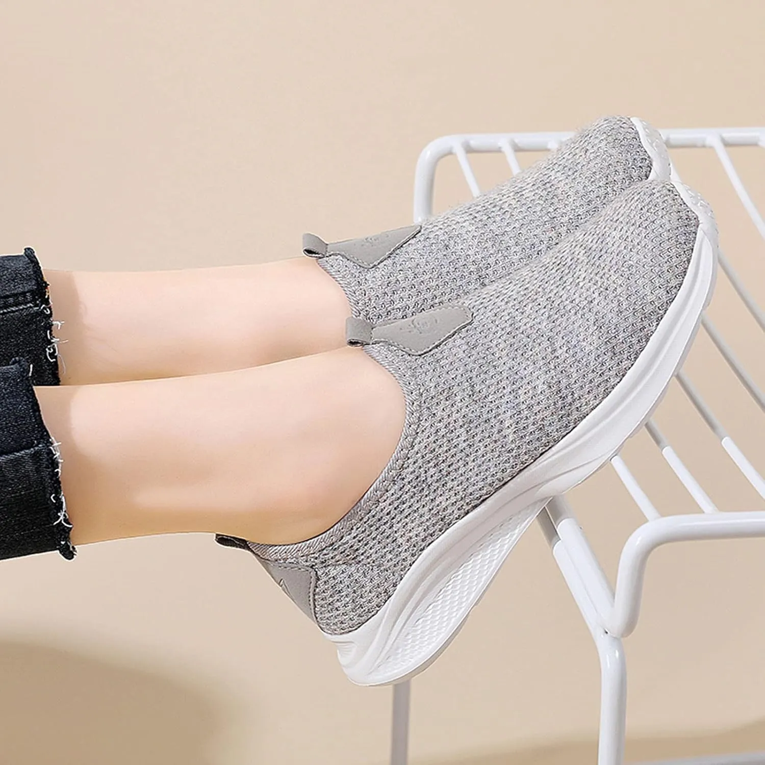 Women's Slip on Walking Shoes Tennis Lightweight Gym Non Slip Work Shoes Women Flat Feet Men's Casual Dress Shoes Waterproof Sneakers Red Tennis Shoe Cross Trainer Shoe