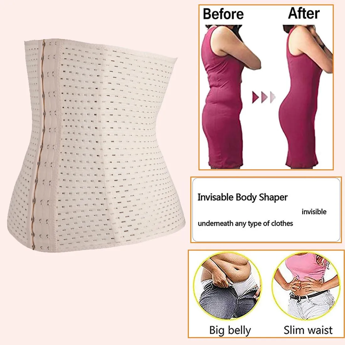 Women's Waist Trainer Corset Shapewear Tummy Control Body Shaper Waist Cincher Sport Girdle