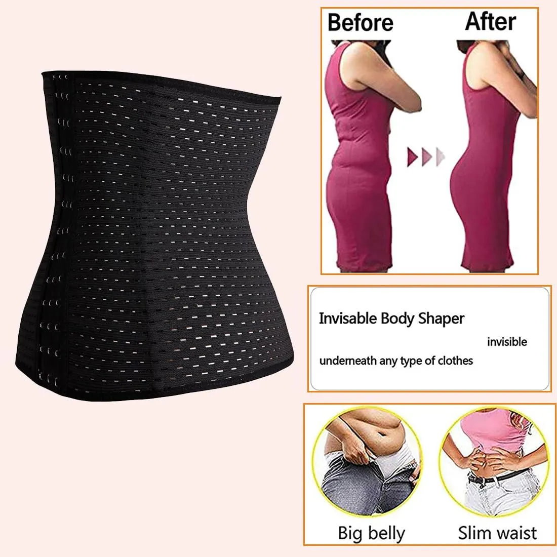 Women's Waist Trainer Corset Shapewear Tummy Control Body Shaper Waist Cincher Sport Girdle