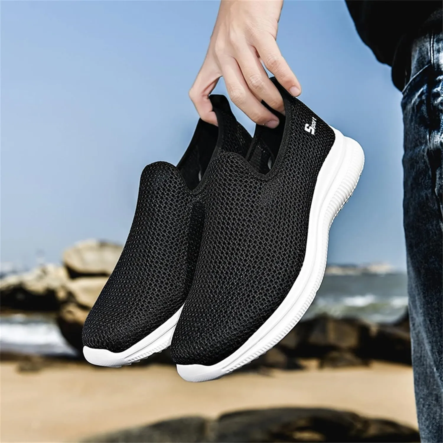 Women's Walking Shoes Cushion Comfortable Breeze Shoes Walking Shoes Women Arch Support Casual Shoes Slip On Wedge Sneakers Platform Tennis Shoe White Loafers