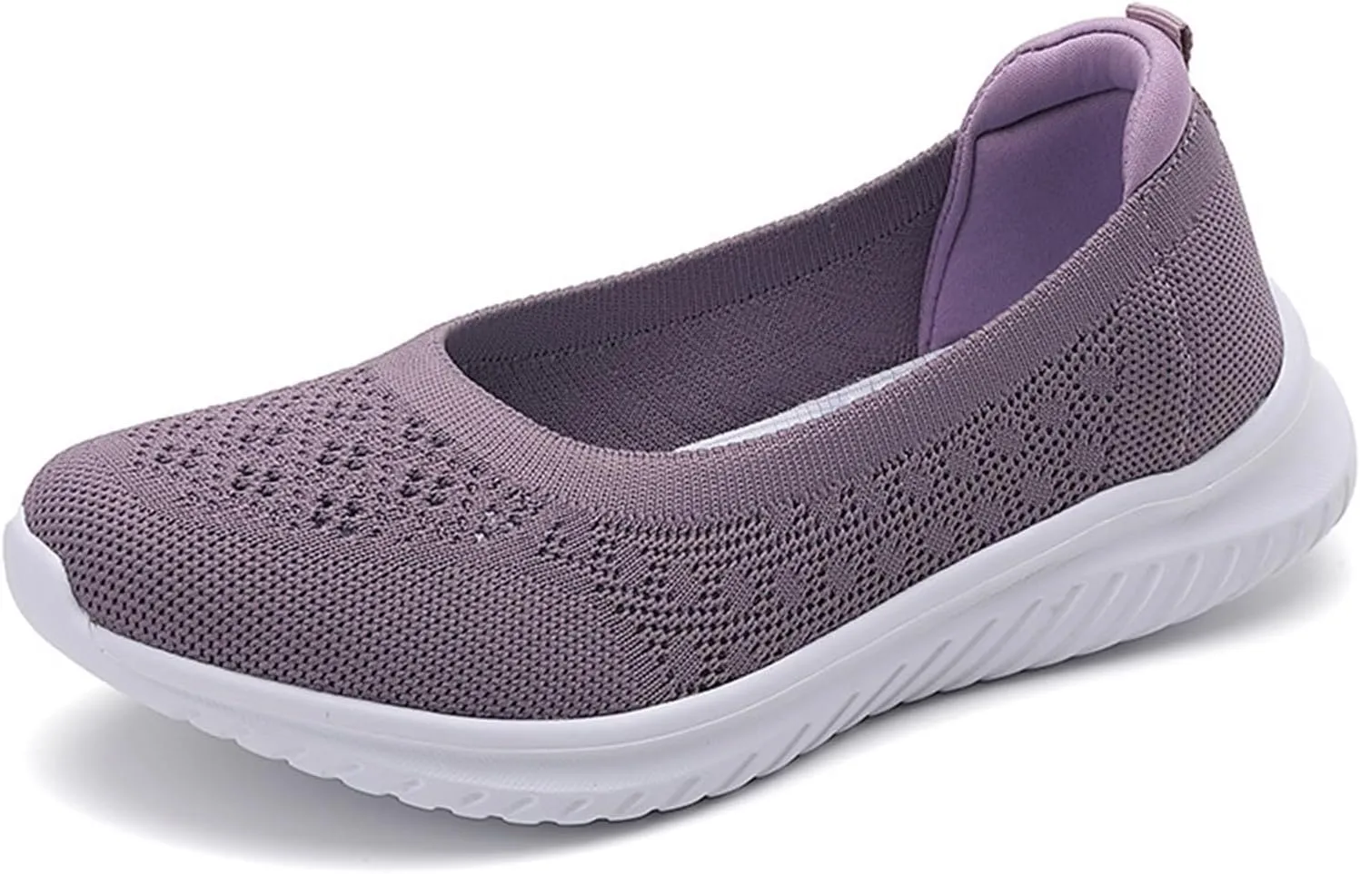 Womens Woven Breathable Sneakers Solid Color Slip-in Casual Soft Walking Running Shoes Comfortable Tennis Shoes Flat Bottom Non Slip Summer Spring Ladies Shoe