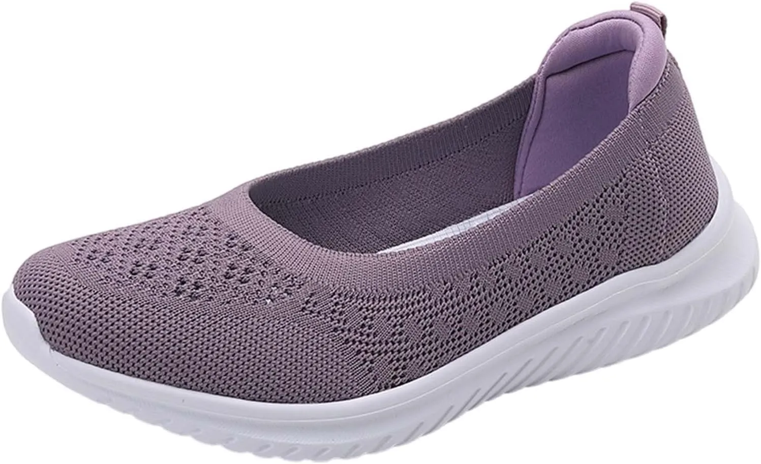 Womens Woven Breathable Sneakers Solid Color Slip-in Casual Soft Walking Running Shoes Comfortable Tennis Shoes Flat Bottom Non Slip Summer Spring Ladies Shoe