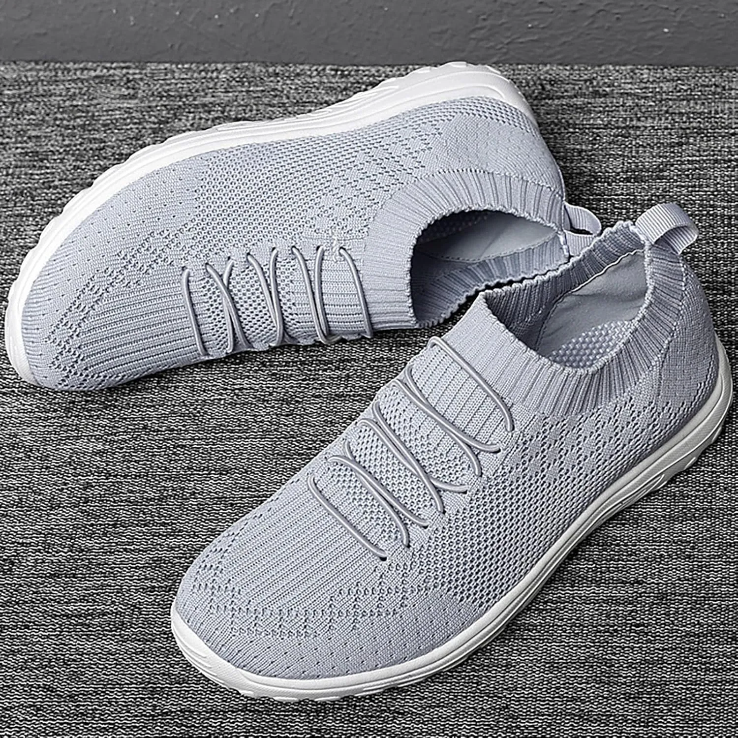 Womens Woven Shoes Slip-on Women's Sneakers Loafers Solid Color Lightweight Cute Round Toe Running Shoes Loafers for Women Casual Outdoor Walking Shoe