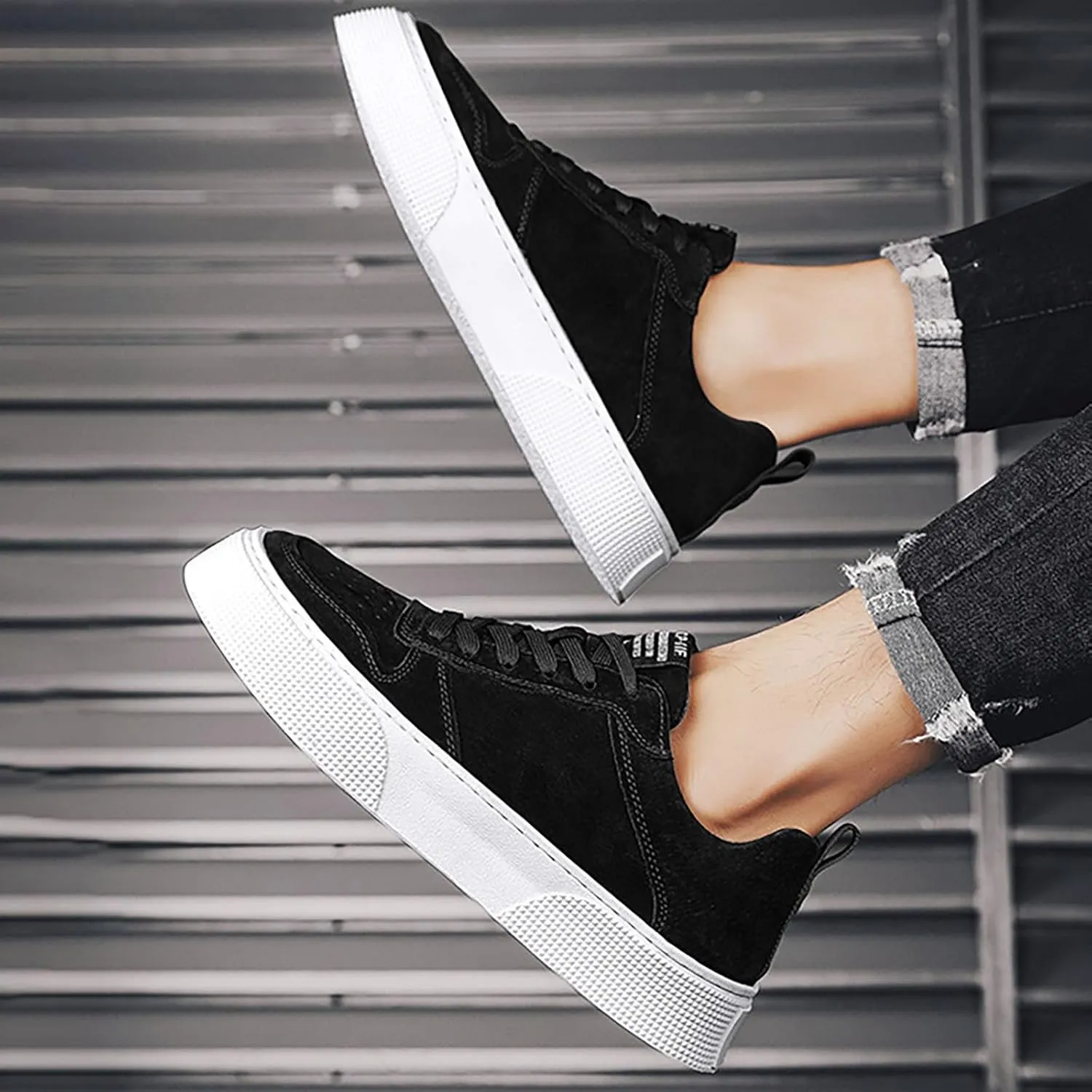 Woven Breathable Soft Sole Casual Sport Shoes Thick Sole Comfortable Lighweight Sneakers Hands Free Low Top Comfy Outdoor Walking Shoes for Men