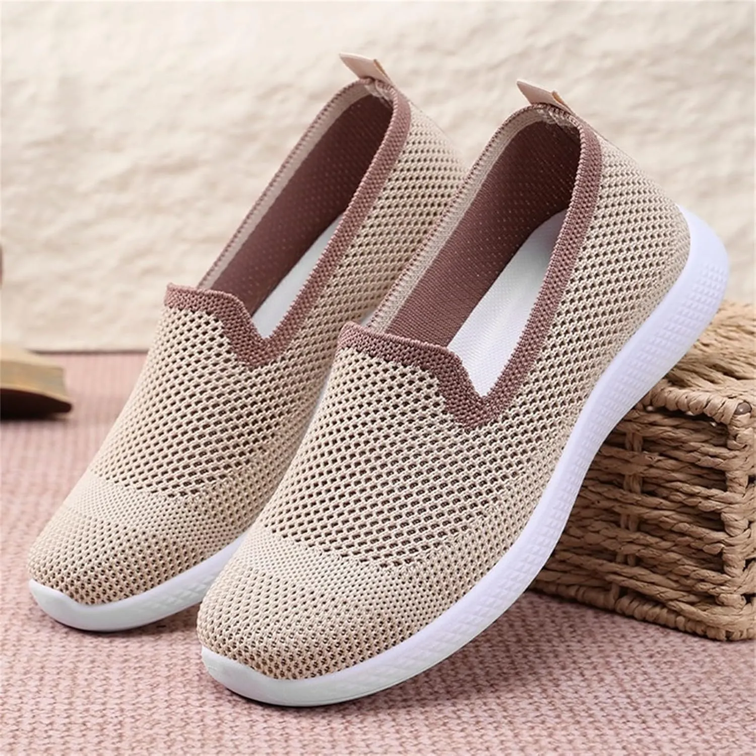 Woven Orthopedic Breathable Soft Sole Casual Sport Shoes Comfortable Lighweight Sneakers Hands Free Comfy Outdoor Walking Shoes for Women