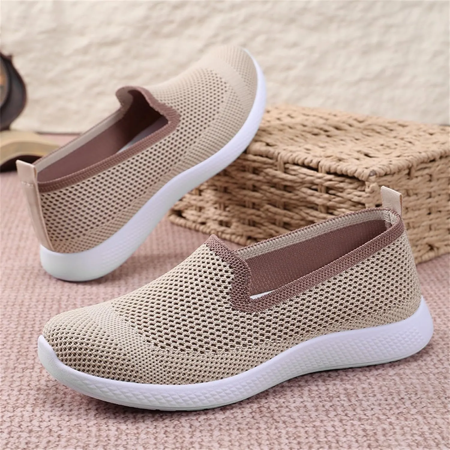 Woven Orthopedic Breathable Soft Sole Casual Sport Shoes Comfortable Lighweight Sneakers Hands Free Comfy Outdoor Walking Shoes for Women
