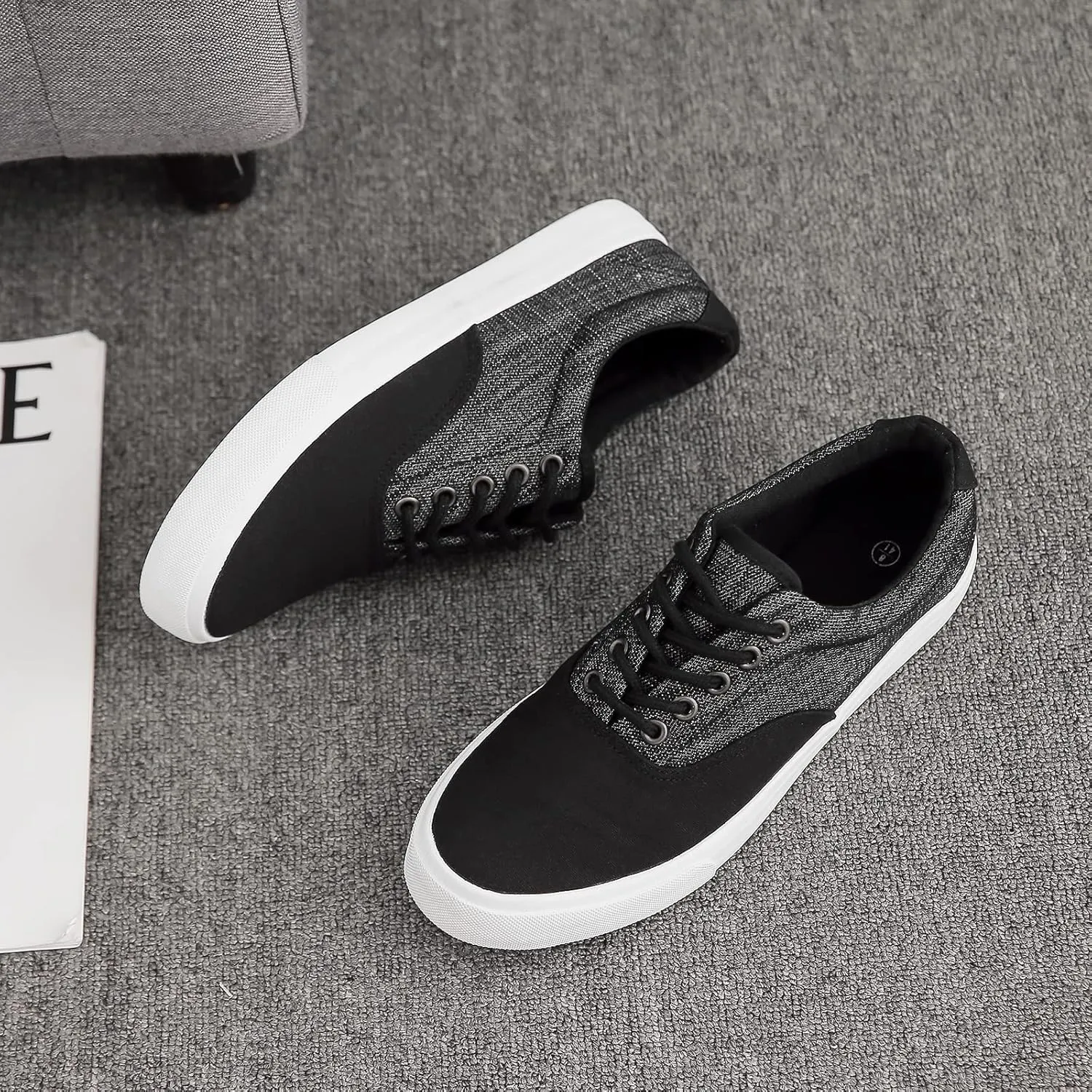 yageyan Mens Low Top Canvas Walking Shoes Lace-up Fashion Sneakers Casual