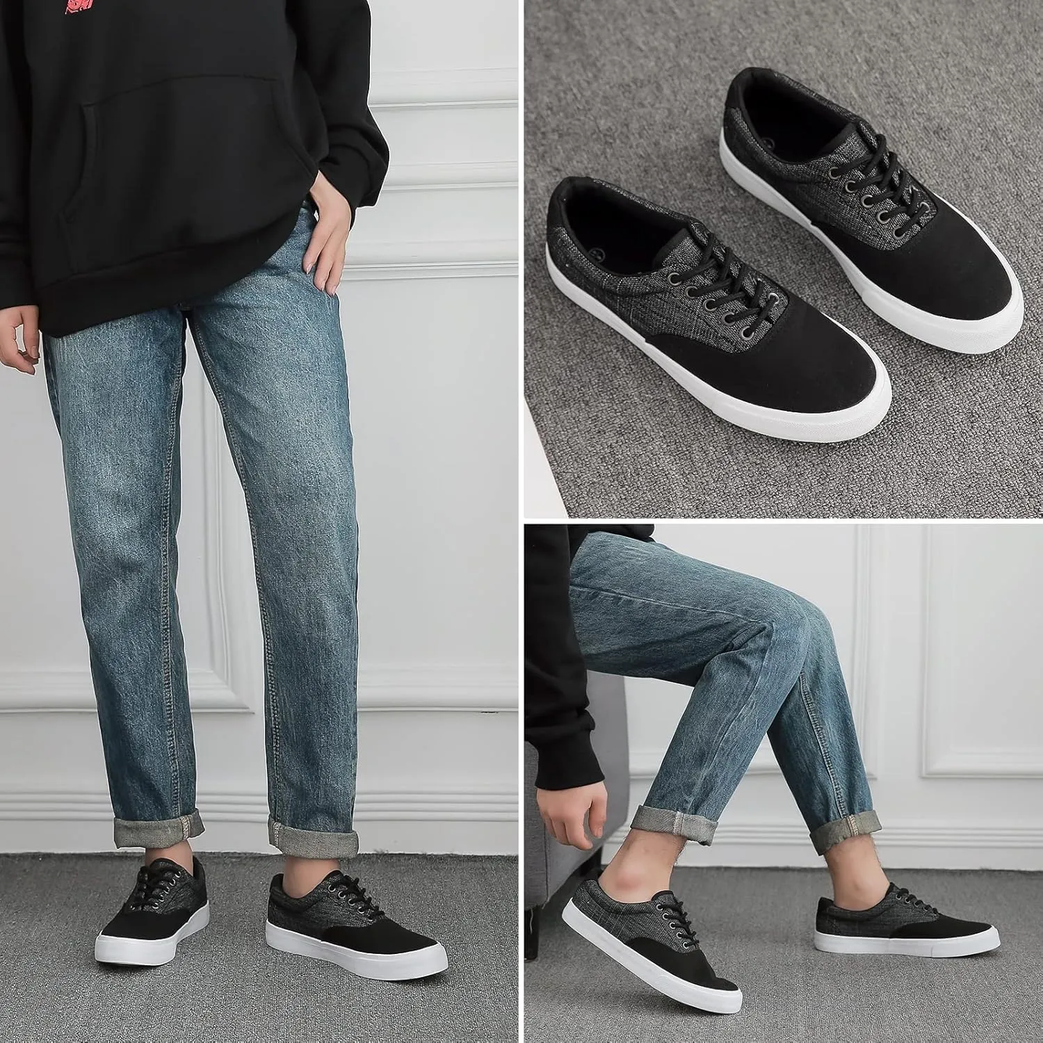 yageyan Mens Low Top Canvas Walking Shoes Lace-up Fashion Sneakers Casual